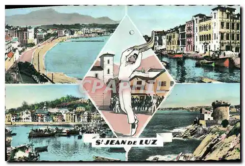 Moderne Karte Saint Jean de Luz Plage Maison de l'Infante Pelotari Ciboure et le Port Fort de Socoa peolote Ba