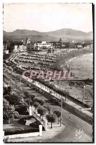 Moderne Karte Saint Jean de Luz B Pyr Vue dur la Promenade la plage et les Pyrenees