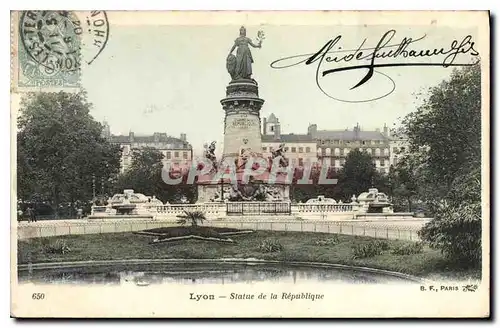 Cartes postales Lyon Statue de la Republique