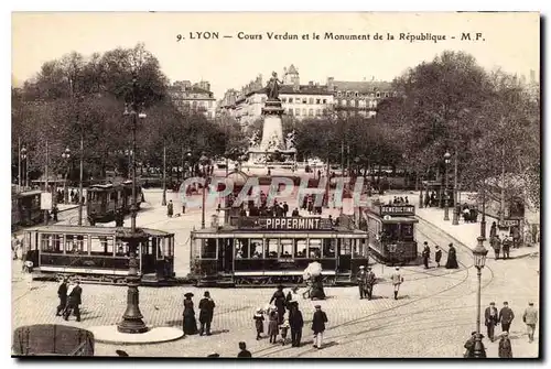 Ansichtskarte AK Lyon Cours Verdun et le Monument de la Republique Tramways