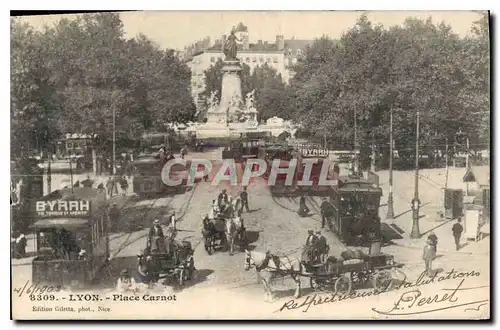 Ansichtskarte AK Lyon Place Carnot Tramways