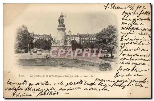 Cartes postales Lyon La Statue de la Republique Place Carnot