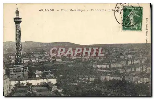 Cartes postales Lyon Tour Metallique et Panorama