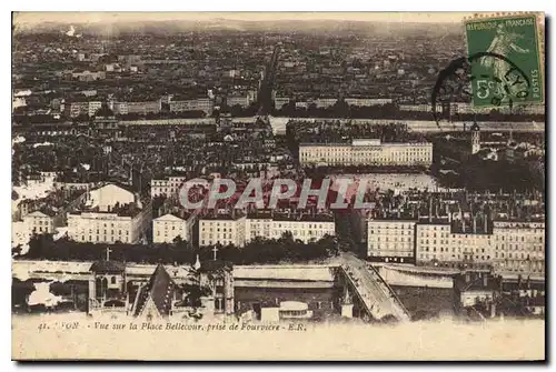 Cartes postales Lyon Vue sur la Place Bellecour prise de Fourviere