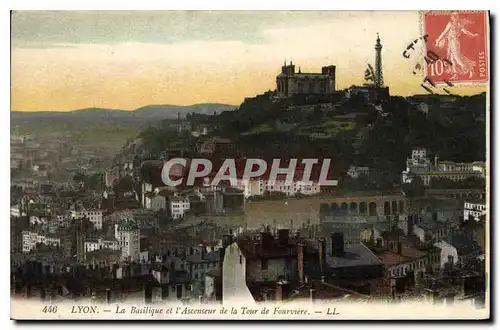 Ansichtskarte AK Lyon La Basilique et l'Ascenseur de la Tour de Fourviere