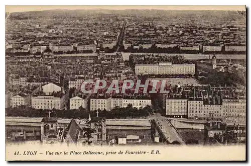 Cartes postales Lyon Vue sur la Place Bellecour prise de Fourviere