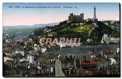 Ansichtskarte AK Lyon La Basilique et l'ascenseur de la Tour de Fourviere