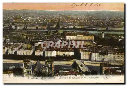 Cartes postales Lyon Vue Generale Quartiers de Bellecour et de la Guillotiere