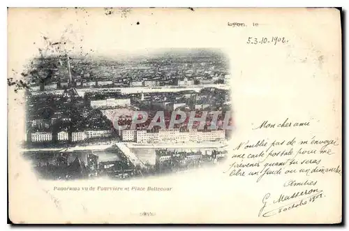 Ansichtskarte AK Lyon Panorama vu de Fourviere et Place Bellecour