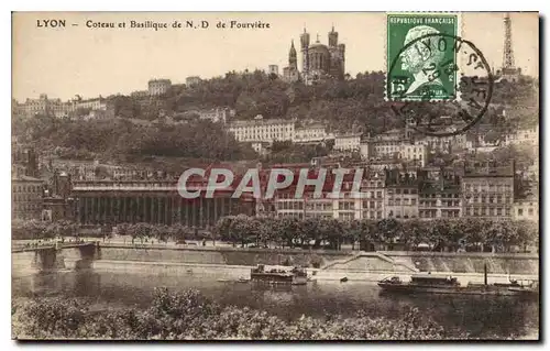 Cartes postales Lyon Coteau et Basilique de N D de Fourviere