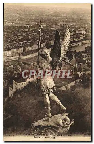 Cartes postales Lyon Basilique de N D de Fourviere Statue de St Michel