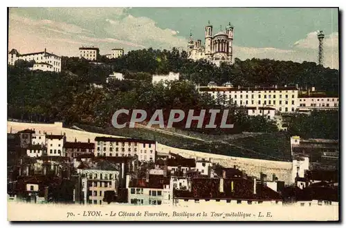 Ansichtskarte AK Lyon Le Coteau de Fourviere Basilique et la Tour metallique