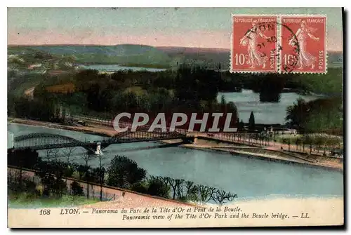 Cartes postales Lyon Panorama du Parc de la Tete d'Or et Pont de la Boucle