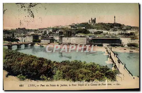 Cartes postales Lyon Pont du Palais de Justice le Pont Tilsitt et le Coteau de Fourviere