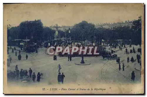 Cartes postales Lyon Place Carnot et Statue de la Republique Tramway