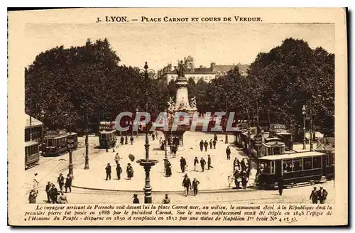 Ansichtskarte AK Lyon Place Carnot et cours de Verdun Tramway