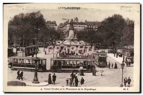 Ansichtskarte AK Lyon Cours Verdun et le Monument de la Republique Tramways