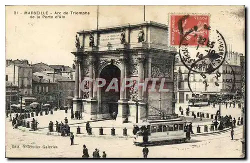 Ansichtskarte AK Marseille Arc de Triomphe de la Porte d'Aix Tramway