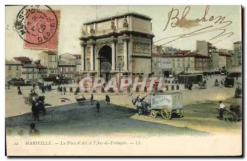 Cartes postales Marseille La Place d'Aix et l'Arc de Triomphe