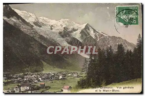 Cartes postales Chamonix Vue generale et le Mont Blanc