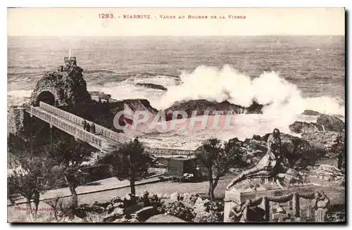 Ansichtskarte AK Biarritz vague Au Rochers de la Vierge