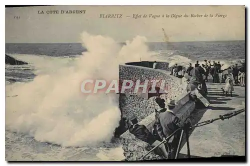 Ansichtskarte AK Biarritz La Cote d'Argent Effet de Vague a la Digue du Rocher de la Vierge