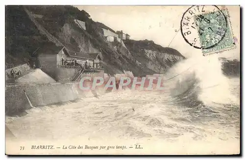 Cartes postales Biarritz La Cote des Basques par gros temps