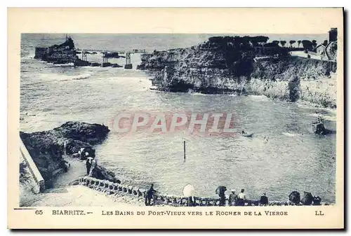 Cartes postales Biarritz Les Bains du Port Vieux Le Rocher de la Vierge