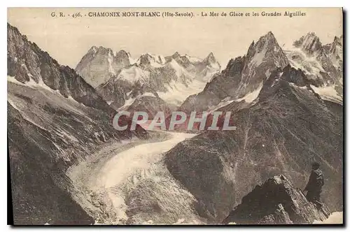 Ansichtskarte AK Chamonix Mont Blanc Hte Savoie La Mer de Glace et les Grandes Aiguilles