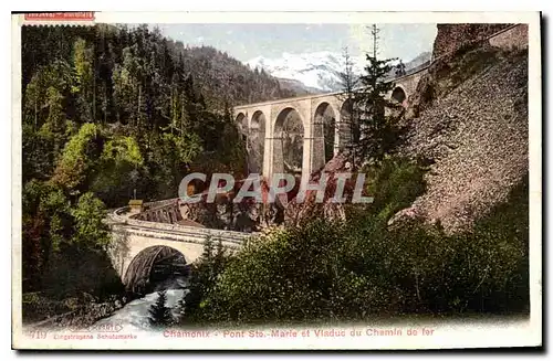 Cartes postales Chamonix Pont Ste Marie et Viaduc du Cnhamin de fer