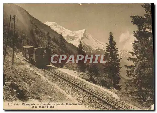 Cartes postales Chamonix Chemin de fer du Montenvers et le Mont Blanc Train