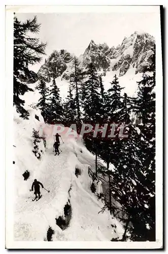 Cartes postales Chamonix Teleferique de Plan Praz Piste de ski du pylone