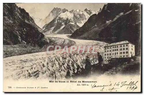 Cartes postales Mer de Glace et Hotel du Montanvert