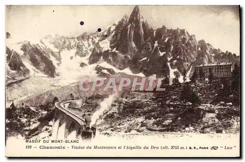 Cartes postales Chamonix Viadue du Montenvers et l'Aiguille du Dru Train