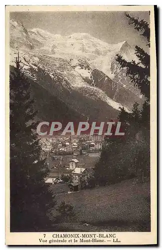 Cartes postales Chamonix Mont Blanc Vue generale et le Mont Blanc