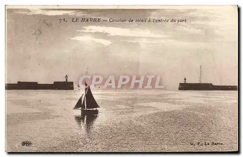 Cartes postales Le Havre Coucher de soleil a l'Entree du port