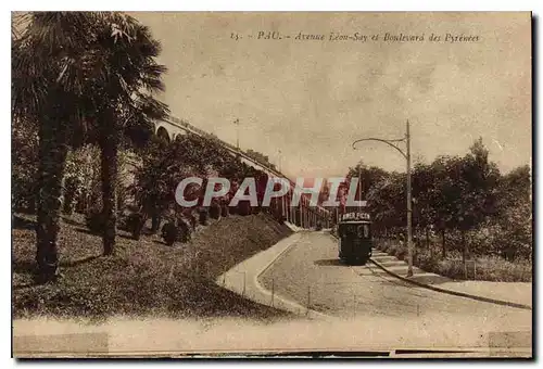 Ansichtskarte AK Pau Avenue Leon Say et Boulevard des Pyrenees Tramway