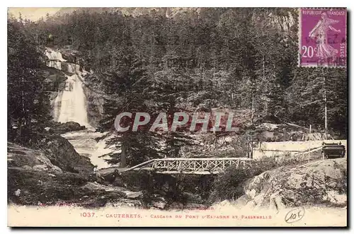 Cartes postales Cauterets Cascade du Pont d'Espagne et passerelle