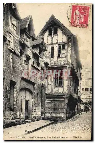 Cartes postales Rouen Vieille Maison Rue Saint Romain