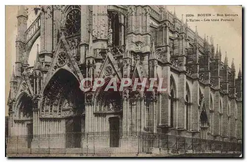 Cartes postales Rouen Bon Secours L'Eglise Les trois Portails