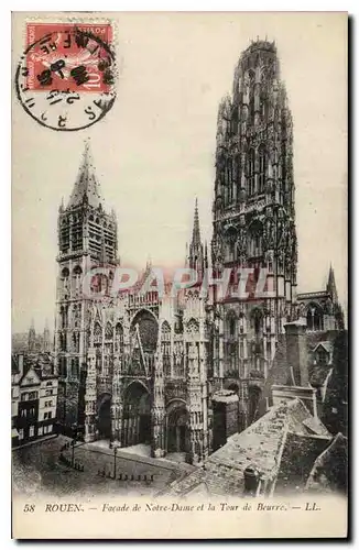 Cartes postales Rouen Facade de Notre Dame et la Tour de Beurre