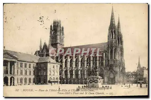 Cartes postales Rouen Place de l'Hotel de Ville et l'Eglise Saint Ouen