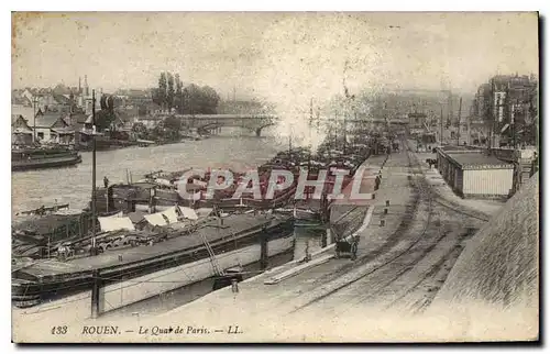 Cartes postales Rouen Le Quai de Paris Bateaux