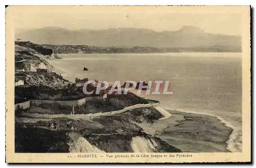 Ansichtskarte AK Biarritz Vue generale de la Cote Basque et les Pyrenees