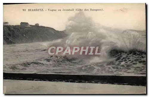 Cartes postales Biarritz Vague en eventail Cote des Basques