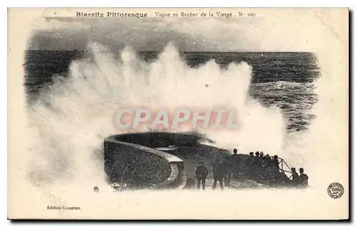 Ansichtskarte AK Biarritz Pottoresque Vague au Rocher de la Vierge