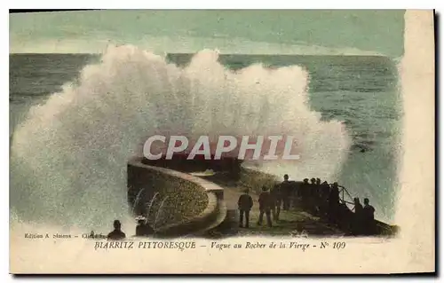 Ansichtskarte AK Biarritz Pittoresque Vague au Rocher de la Vierge