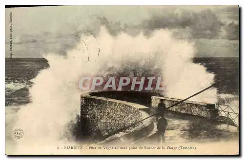 Cartes postales Biarritz Effet de ague au rond point du Rocher de la Vierge Tempete