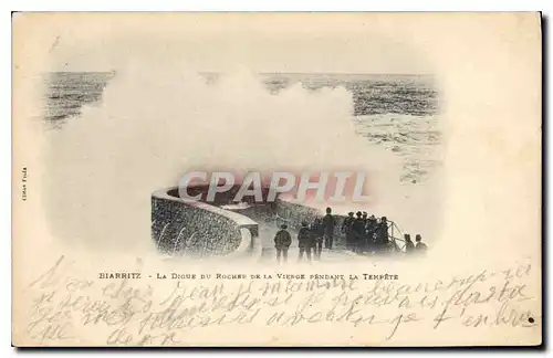 Cartes postales Biarritz La Digue du Rocher de la Vierge Pendant la Tempete