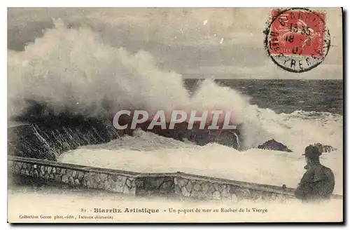 Ansichtskarte AK Biarritz Artistique Un paquet de mer au Rocher da la Vierge